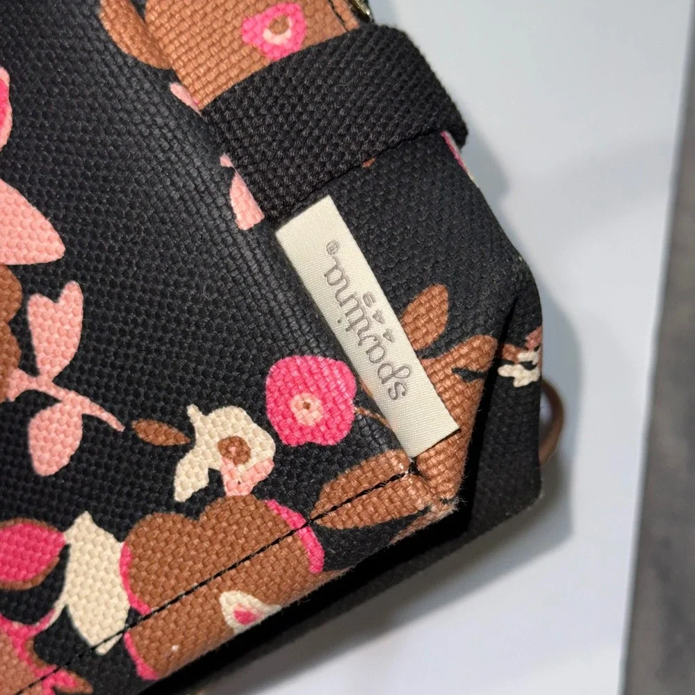 Spartina 449 Cosmetic Case Wristlet‎ 2 Pc Bundle Multi Floral Linen Leather